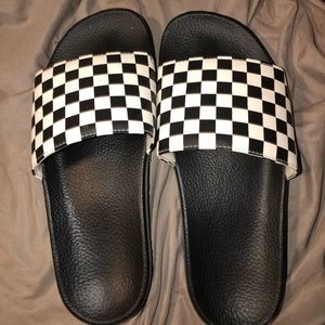 Barely worn, Vans checkered slides